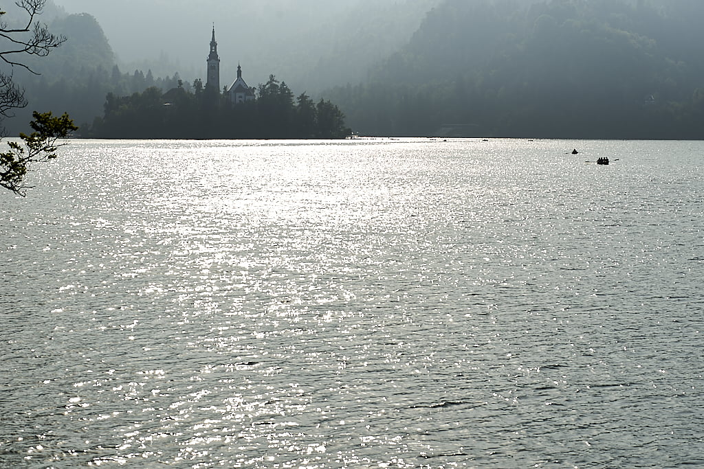 Sunset in lake Bled