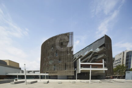 Barcelona Biomedical Research Park's east facade