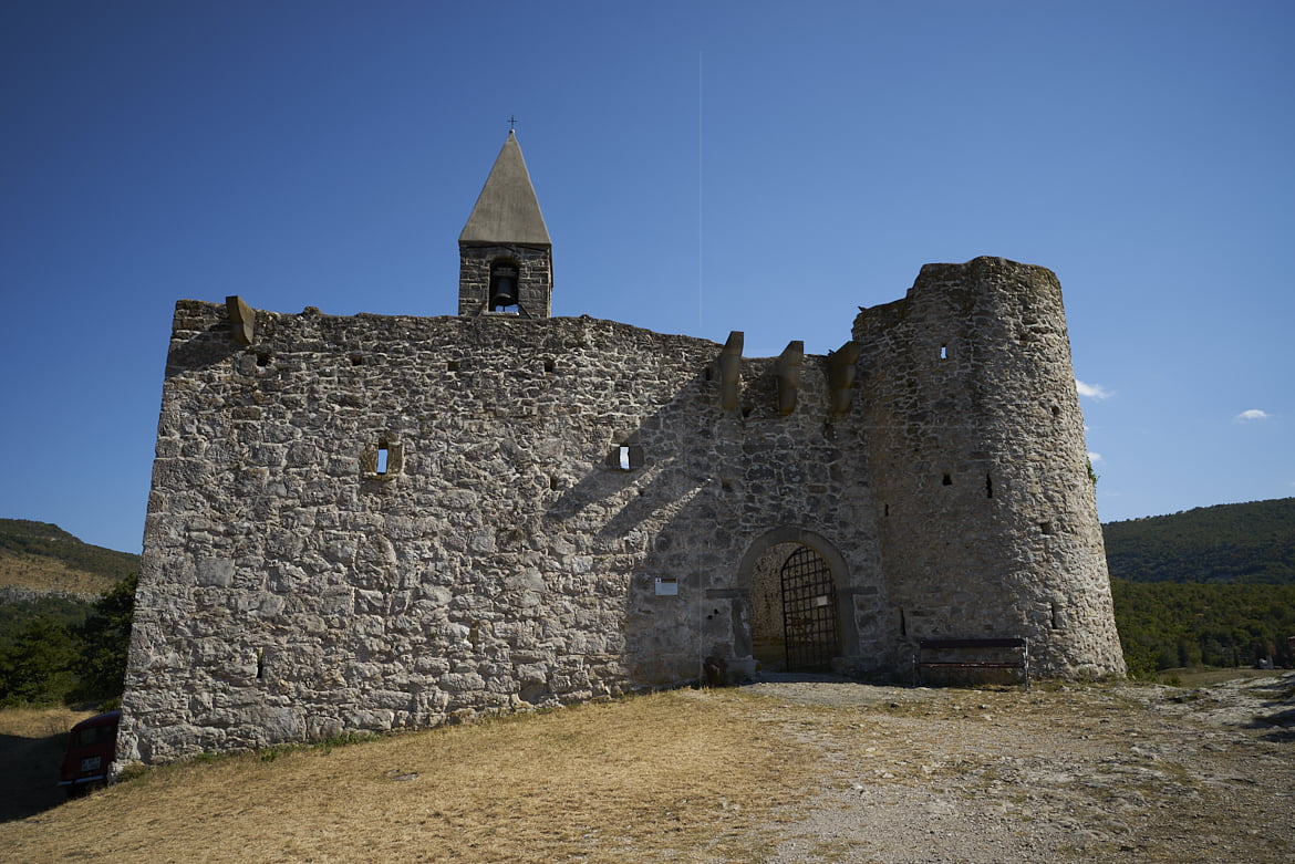 Hrastovlje Holy Trinity Church entrance wall Hrastovlje Holy Trinity Church entrance wall