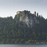 Bled Castle from the village at the height of lake