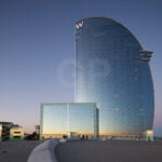 W Hotel Barcelona south view at sunset