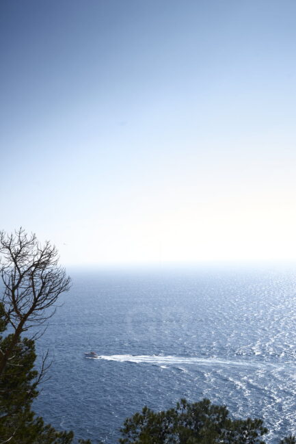 A boat sailing to S'agaró direction