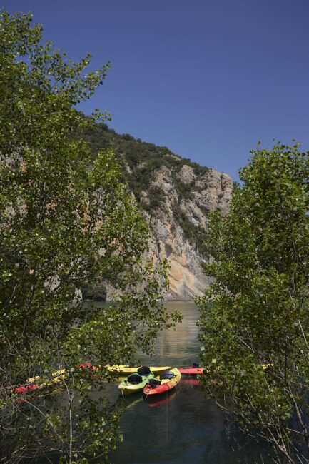 Docked Kayaks at Mont-Rebei Gorge