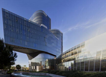 Mare Nostrum Tower rear view (east) facade panorama