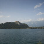 Lake Bled, the castle and Julian Alps landscape