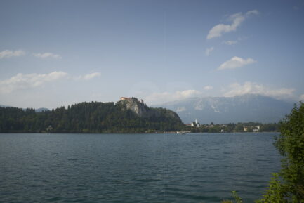 Lake Bled, the castle and Julian Alps landscape