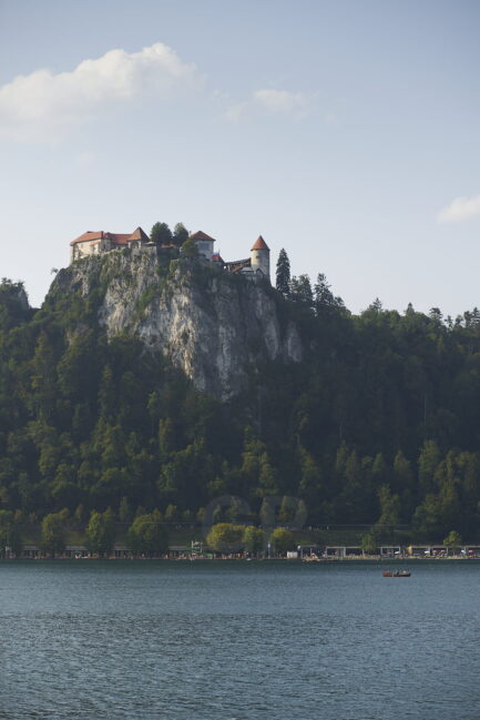 Bled Castle over the hill vertical