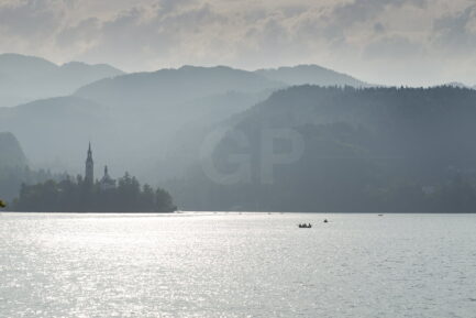 Bled lake, the island and some boats