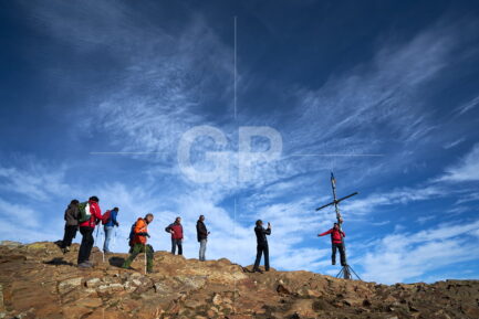 Hikers on Les Agudes Peack