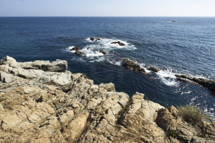 Photograph about a bota saling from S'Agaró to Sant Feliu de Guíxols town