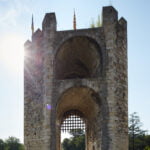 Besalú bridge tower with hard backlight