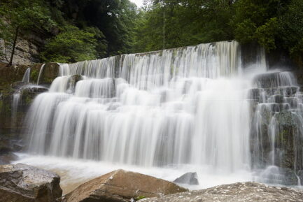 The Rupit stream jumping some stairs