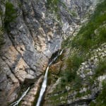 Savica waterfall next to Bohinj lake in Slovenia, with a bit o fog