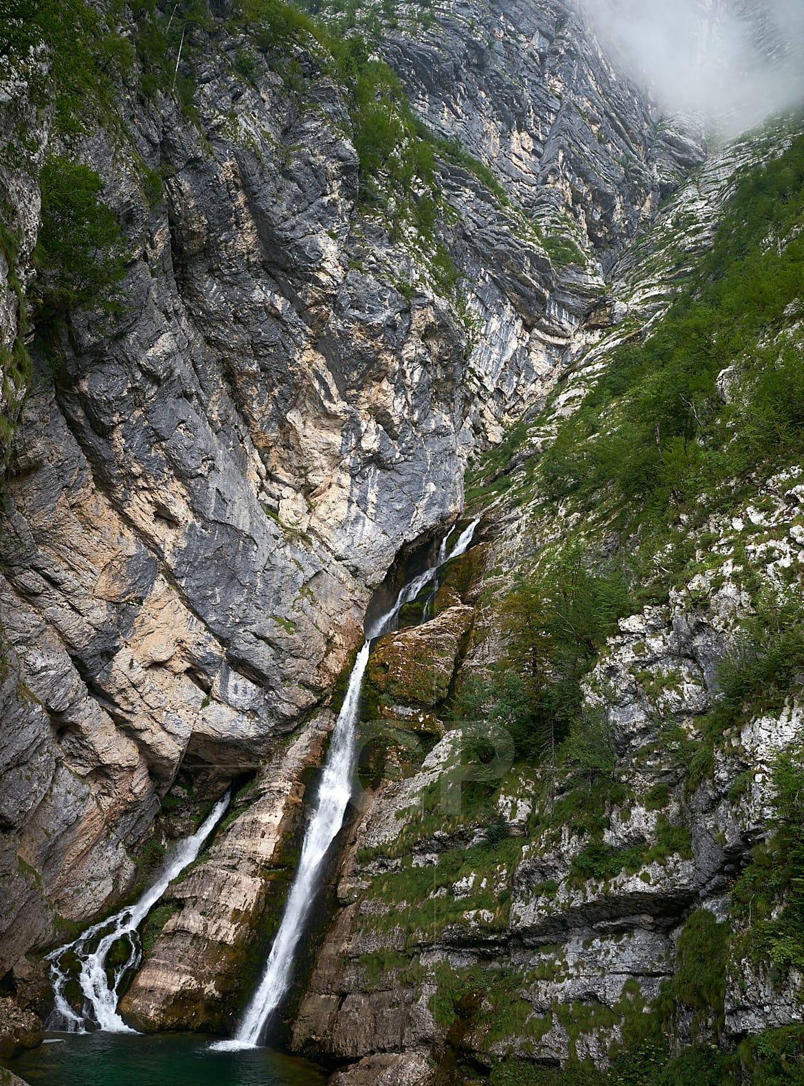 Savica waterfall next to Bohinj lake in Slovenia, with a bit o fog Savica waterfall next to Bohinj lake in Slovenia, with a bit o fog