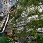 Fine Art Canvas Print of Savica Waterfall - Majestic Cascade near Lake Bohinj