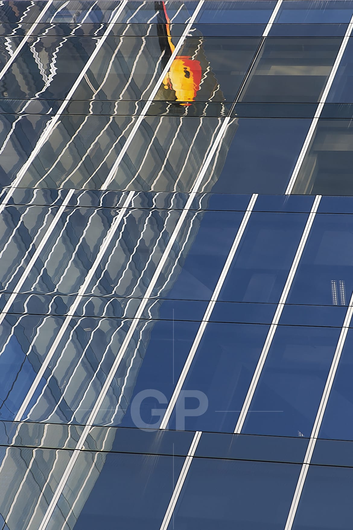 Butterfly Flying Among Blue Crystal Reflections