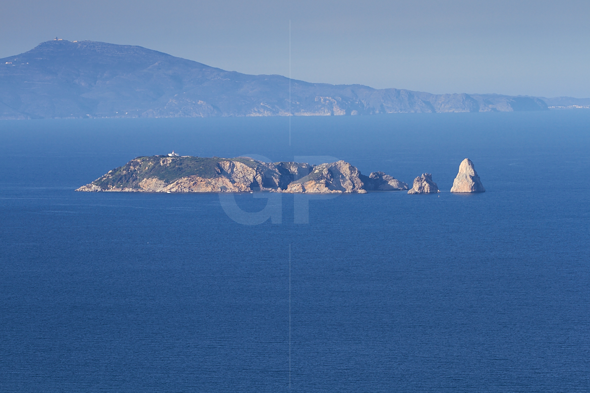 Medes Islands from Begur with the Montgrí Castle in the background Medes Islands from Begur with the Montgrí Castle in the background
